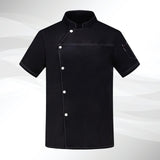 Maxbell 2xUnisex Chef Coat Short Sleeve Top Uniform Chef Clothes Chef Jacket for Cafe Black 2XL