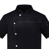 Maxbell 2xUnisex Chef Coat Short Sleeve Top Uniform Chef Clothes Chef Jacket for Cafe Black 2XL