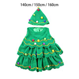 Maxbell Kids Cosplay Set Xmas Tree Decorative Clothes Festive Round Neck Fancy 140cm