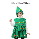 Maxbell Kids Cosplay Set Xmas Tree Decorative Clothes Festive Round Neck Fancy 140cm