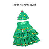 Maxbell Kids Cosplay Set Xmas Tree Decorative Clothes Festive Round Neck Fancy 140cm