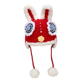 Maxbell Winter Rabbit Hat Hand Woven Handmade Crochet Decor Headgear Warmer Crafts 48 to 52cm
