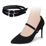 Maxbell 2xShoe Strap Holder with Buckle Shoelace Accessories Anti Loose for Women Lady suede black