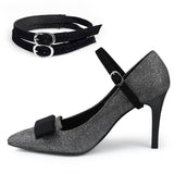 Maxbell 6xShoe Strap Holder with Buckle Shoelace Accessories Anti Loose for Women Lady suede black