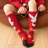 Maxbell Children Stockings Winter Warm Socks New Year Socks for Kids Gifts Red and Black
