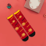 Maxbell Children Stockings Winter Warm Socks New Year Socks for Kids Gifts Red and Yellow