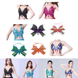 Maxbell 2xSequin Butterfly Crop Top Halloween Party Belly Dance Club Rave Black