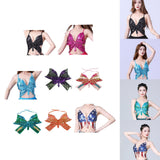 Maxbell 2xSequin Butterfly Crop Top Halloween Party Belly Dance Club Rave Black