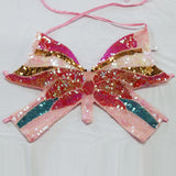 Maxbell 2xSequin Butterfly Crop Top Halloween Party Belly Dance Club Rave Pink