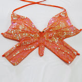 Maxbell 3xSequin Butterfly Crop Top Halloween Party Belly Dance Club Rave Orange