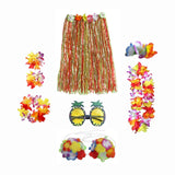 Maxbell 2xhawaiian Skirt Costume Set Fancy Dress Luau National Dress Cosplay 60cm Multicolor