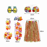 Maxbell 3xhawaiian Skirt Costume Set Fancy Dress Luau National Dress Cosplay 60cm Multicolor