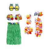 Maxbell 2xhawaiian Skirt Costume Set Fancy Dress Luau National Dress Cosplay 60cm Green