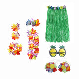 Maxbell 3xhawaiian Skirt Costume Set Fancy Dress Luau National Dress Cosplay 60cm Green
