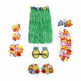 Maxbell 5xhawaiian Skirt Costume Set Fancy Dress Luau National Dress Cosplay 60cm Green