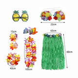 Maxbell 5xhawaiian Skirt Costume Set Fancy Dress Luau National Dress Cosplay 60cm Green