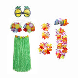 Maxbell 2xhawaiian Skirt Costume Set Fancy Dress Luau National Dress Cosplay 80cm Green