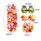 Maxbell 2xHawaiian Necklace Costume Set Beach Womens Fancy Dress Dress Decor Headband Multicolor