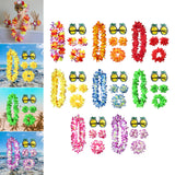 Maxbell 4xHawaiian Necklace Costume Set Beach Womens Fancy Dress Dress Decor Headband Multicolor
