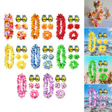 Maxbell 2xHawaiian Necklace Costume Set Beach Womens Fancy Dress Dress Decor Headband Multicolor