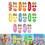 Maxbell 4xHawaiian Necklace Costume Set Beach Womens Fancy Dress Dress Decor Headband Multicolor