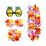 Maxbell 4xHawaiian Necklace Costume Set Beach Womens Fancy Dress Dress Decor Headband Multicolor
