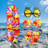 Maxbell 3xHawaiian Necklace Costume Set Beach Womens Fancy Dress Dress Decor Headband Multicolor