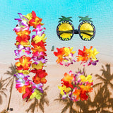 Maxbell 3xHawaiian Necklace Costume Set Beach Womens Fancy Dress Dress Decor Headband Multicolor