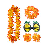 Maxbell 3xHawaiian Necklace Costume Set Beach Womens Fancy Dress Dress Decor Headband Orange