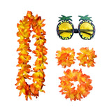 Maxbell 2xHawaiian Necklace Costume Set Beach Womens Fancy Dress Dress Decor Headband Orange