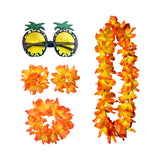 Maxbell 3xHawaiian Necklace Costume Set Beach Womens Fancy Dress Dress Decor Headband Orange