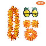Maxbell 2xHawaiian Necklace Costume Set Beach Womens Fancy Dress Dress Decor Headband Orange