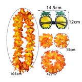 Maxbell 4xHawaiian Necklace Costume Set Beach Womens Fancy Dress Dress Decor Headband Orange