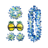 Maxbell 4xHawaiian Necklace Costume Set Beach Womens Fancy Dress Dress Decor Headband Blue