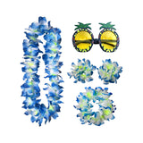 Maxbell 4xHawaiian Necklace Costume Set Beach Womens Fancy Dress Dress Decor Headband Blue