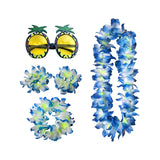 Maxbell 4xHawaiian Necklace Costume Set Beach Womens Fancy Dress Dress Decor Headband Blue