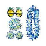 Maxbell 3xHawaiian Necklace Costume Set Beach Womens Fancy Dress Dress Decor Headband Blue