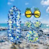 Maxbell 2xHawaiian Necklace Costume Set Beach Womens Fancy Dress Dress Decor Headband Blue