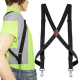 Maxbell 2xMens Womens Suspender X Shaped Elastic Straps Hook Suspenders Adjustable Black