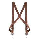 Maxbell 2xMens Womens Suspender X Shaped Elastic Straps Hook Suspenders Adjustable Brown