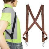 Maxbell 2xMens Womens Suspender X Shaped Elastic Straps Hook Suspenders Adjustable Brown