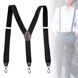 Maxbell 5xFashion Men's Suspenders Pants Adjustable Unisex Adjustable Y Back Black