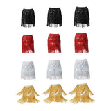 Maxbell 2xSequin Tassel Skirt Boho Fashion Sequins Fringe Skirt for Party Rave Women M Black