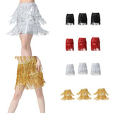 Maxbell 2xSequin Tassel Skirt Boho Fashion Sequins Fringe Skirt for Party Rave Women M Black