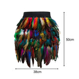 Maxbell 4xWomen Feather Mini Skirt Stretch Mid Waist for Cocktail Halloween Party 38cmx50cm Colorful