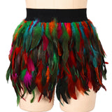 Maxbell 2xWomen Feather Mini Skirt Stretch Mid Waist for Cocktail Halloween Party 38cmx50cm Colorful
