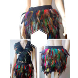 Maxbell 5xWomen Feather Mini Skirt Stretch Mid Waist for Cocktail Halloween Party 38cmx50cm Colorful