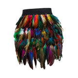 Maxbell 4xWomen Feather Mini Skirt Stretch Mid Waist for Cocktail Halloween Party 38cmx50cm Colorful