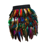 Maxbell 3xWomen Feather Mini Skirt Stretch Mid Waist for Cocktail Halloween Party 38cmx50cm Colorful