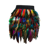 Maxbell 2xWomen Feather Mini Skirt Stretch Mid Waist for Cocktail Halloween Party 38cmx50cm Colorful